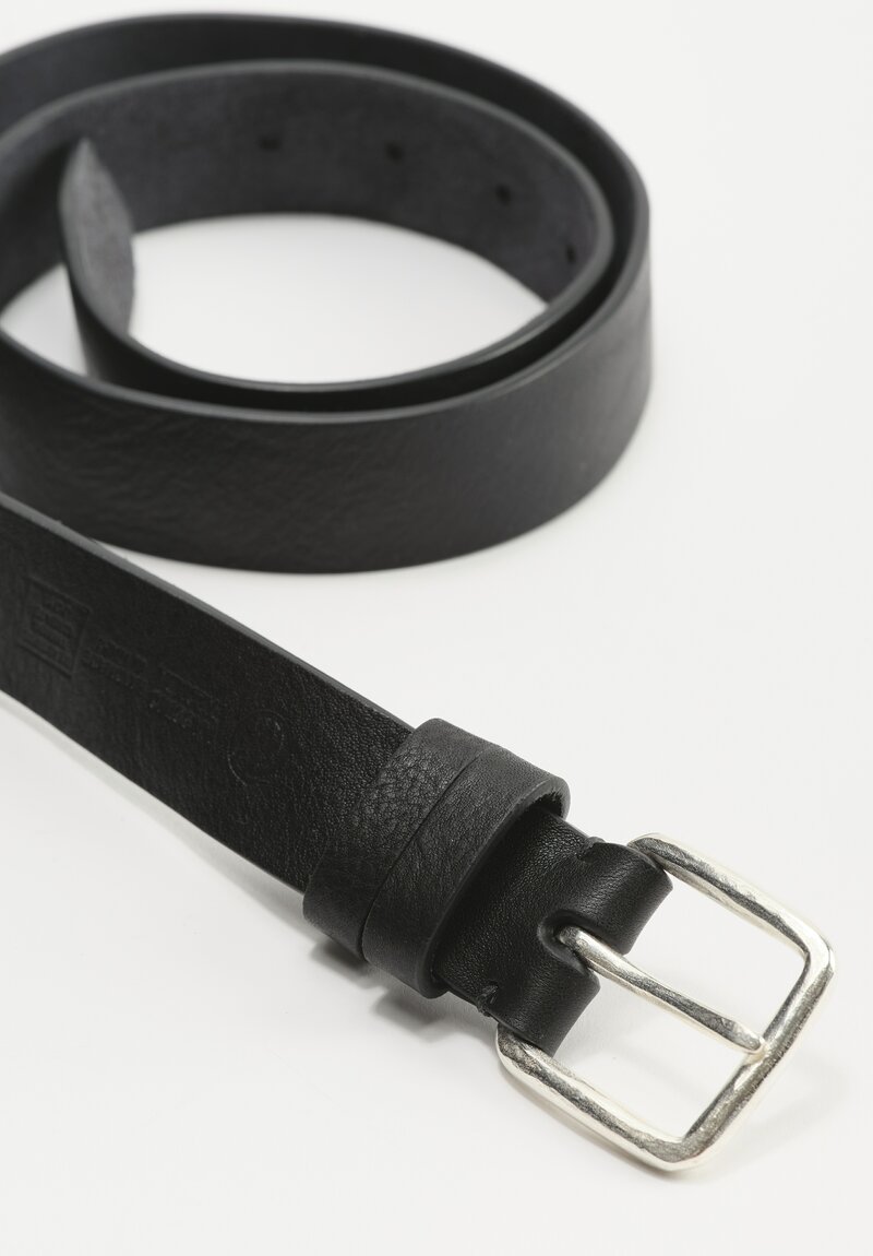 Massimo Palomba Silver Buckle Small Leather Selleria Belt in Black	