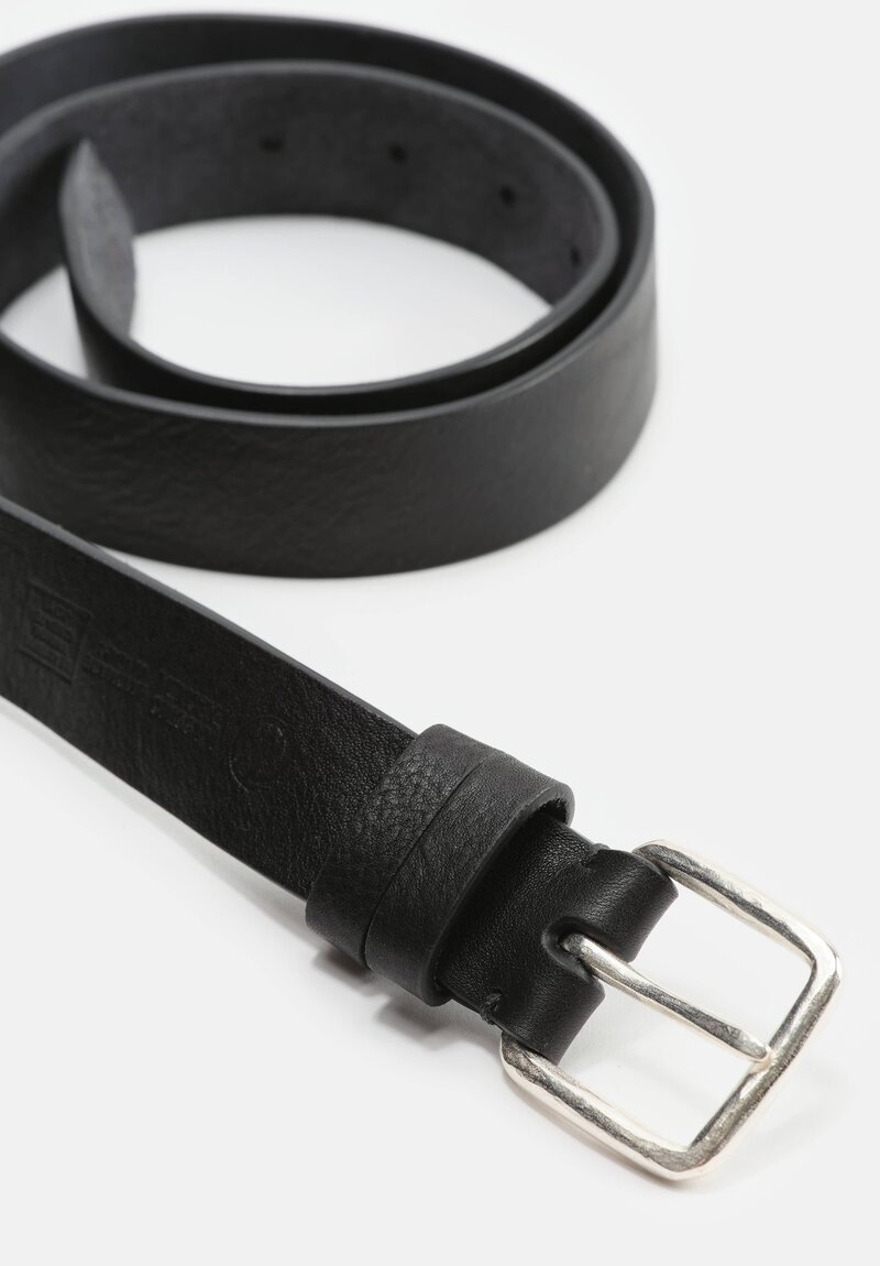 Massimo Palomba Silver Buckle Small Leather Selleria Belt in Black	