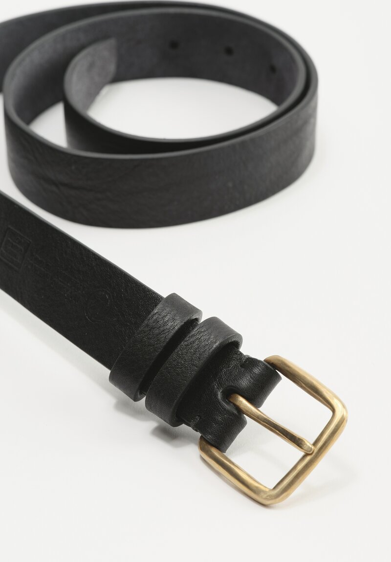 Massimo Palomba Bronze Buckle Small Leather Selleria Belt in Black	