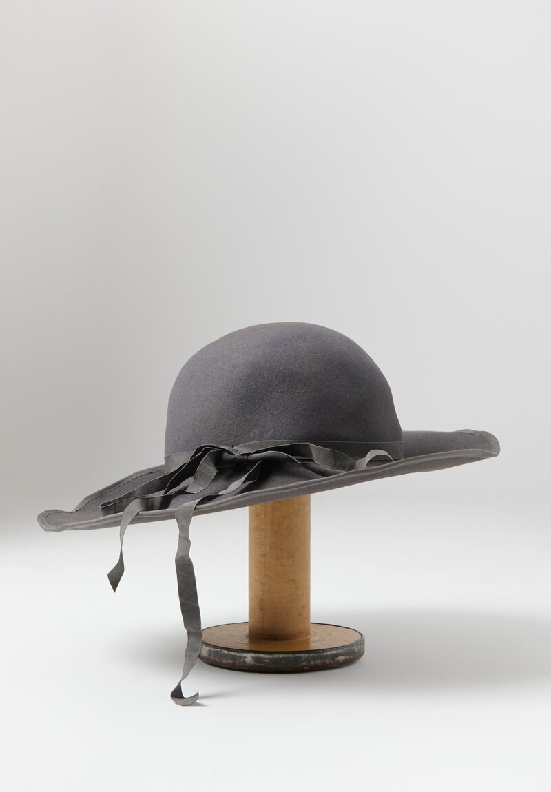 Horisaki Design & Handel Easy Burnt Rabbit Tied Ribbon Brim Hat in Grey