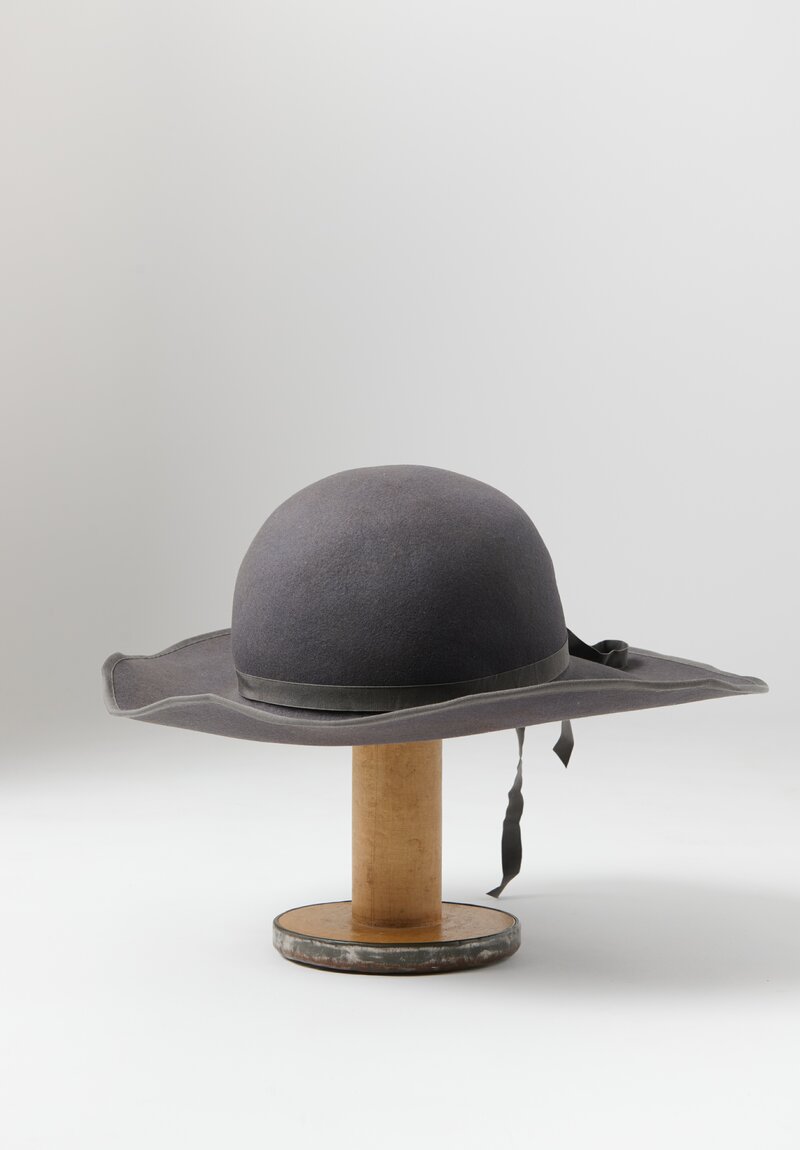 Horisaki Design & Handel Easy Burnt Rabbit Tied Ribbon Brim Hat in Grey