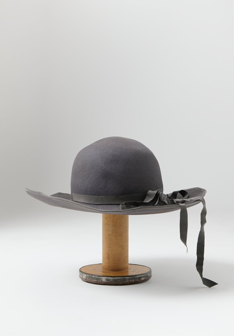 Horisaki Design & Handel Easy Burnt Rabbit Tied Ribbon Brim Hat in Grey