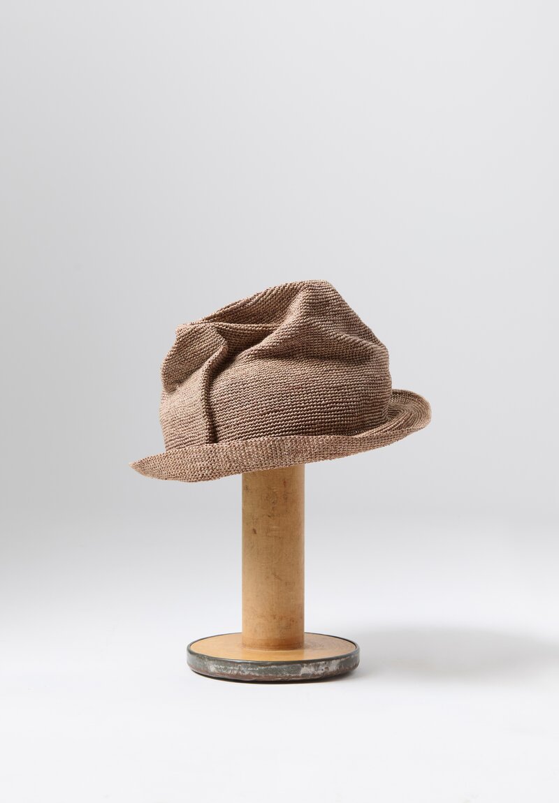 Horisaki Design & Handel Hand Dyed Sisal Straw Wrinkled Brim Hat in Pink	