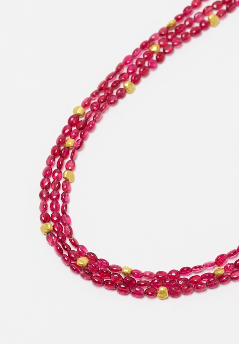 Greig Porter 18K 3 Strand Ruby Necklace