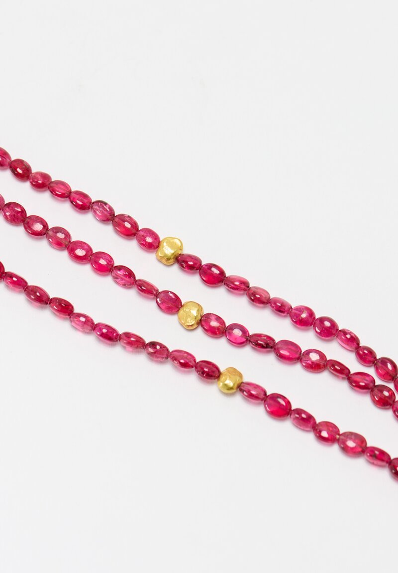 Greig Porter 18K 3 Strand Ruby Necklace