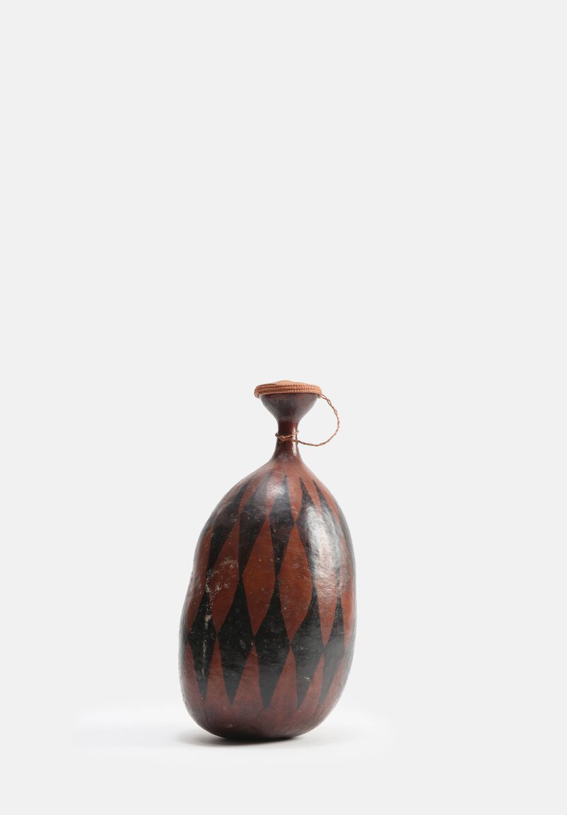 Antique and Vintage Traditional Calabash of Tutsi Culture with Woven Lid	