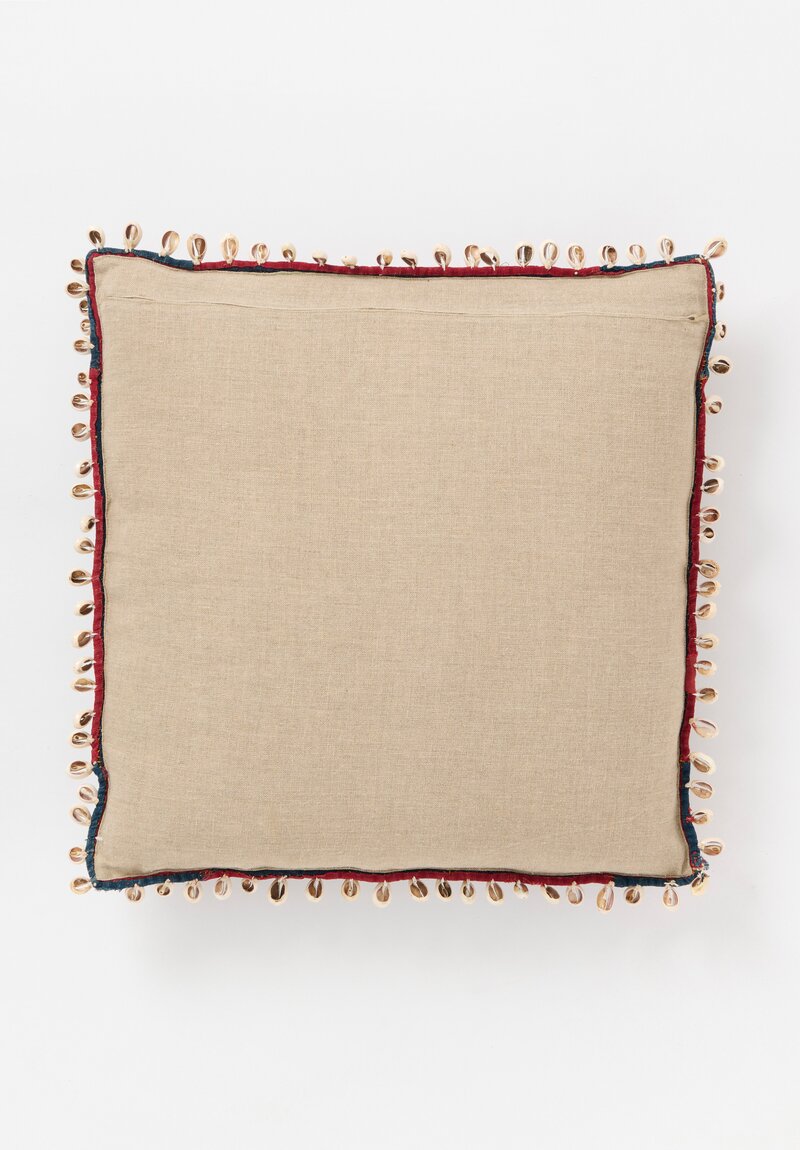 Vintage Banjara Textile Pillow with Cowrie Shells	