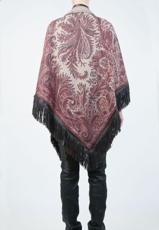 Etro Fringed Paisley Cashmere Shawl in Red and Camel