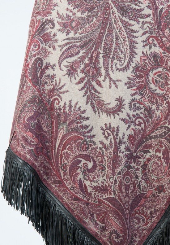 Etro Fringed Paisley Cashmere Shawl in Red and Camel