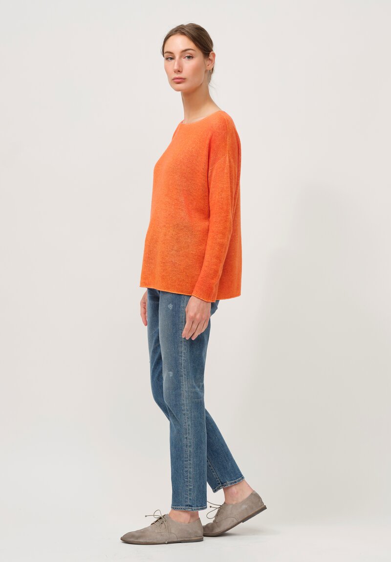 F Cashmere Two Tone Round Neck Bruco Sweater in Orange & Red	