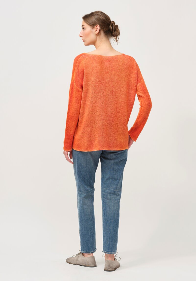 F Cashmere Two Tone V Neck Bruco Sweater in Orange & Red	