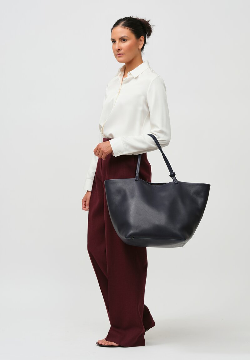 The Row XL Leather Park Tote Bag in Marine Blue	