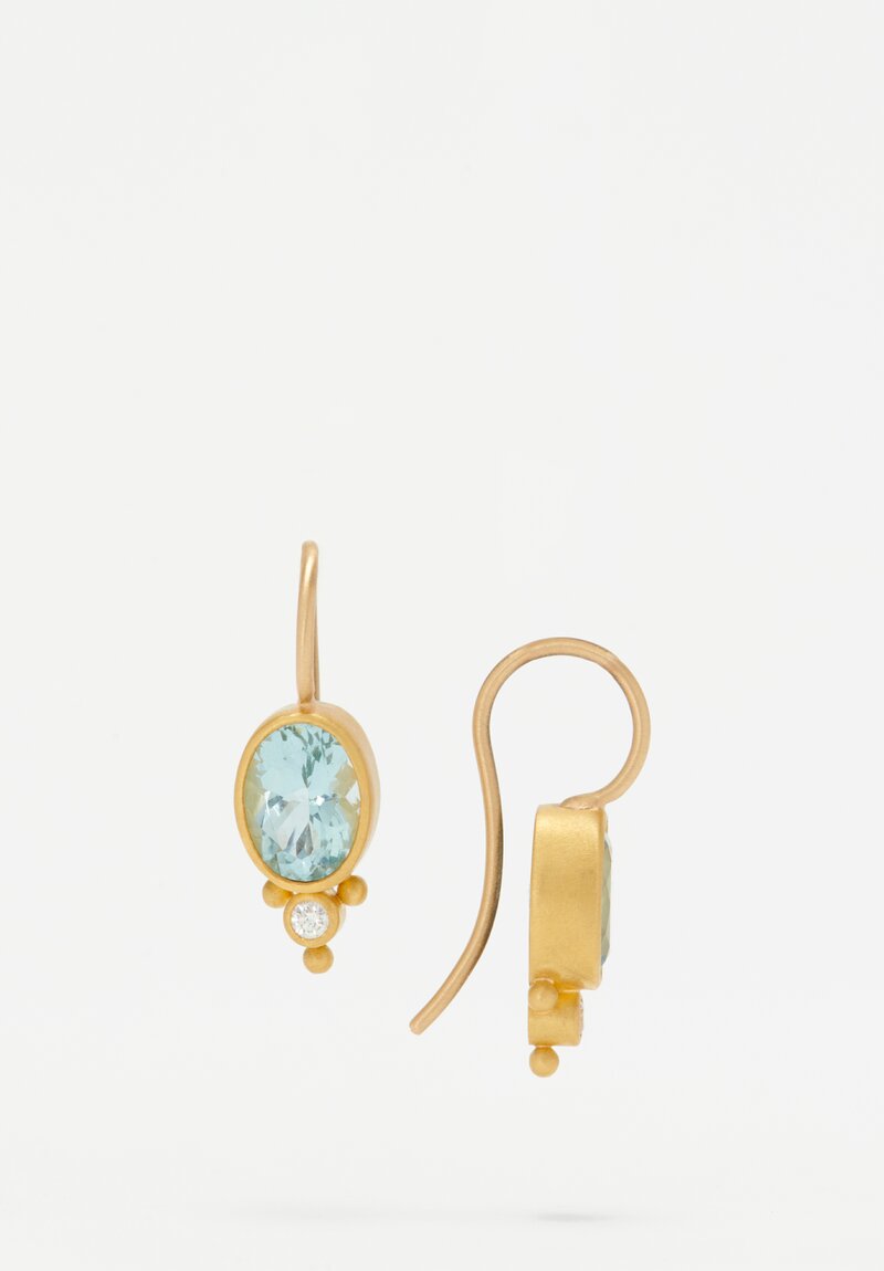 Denise Betesh 22K, Aquamarine & Diamond Earrings	
