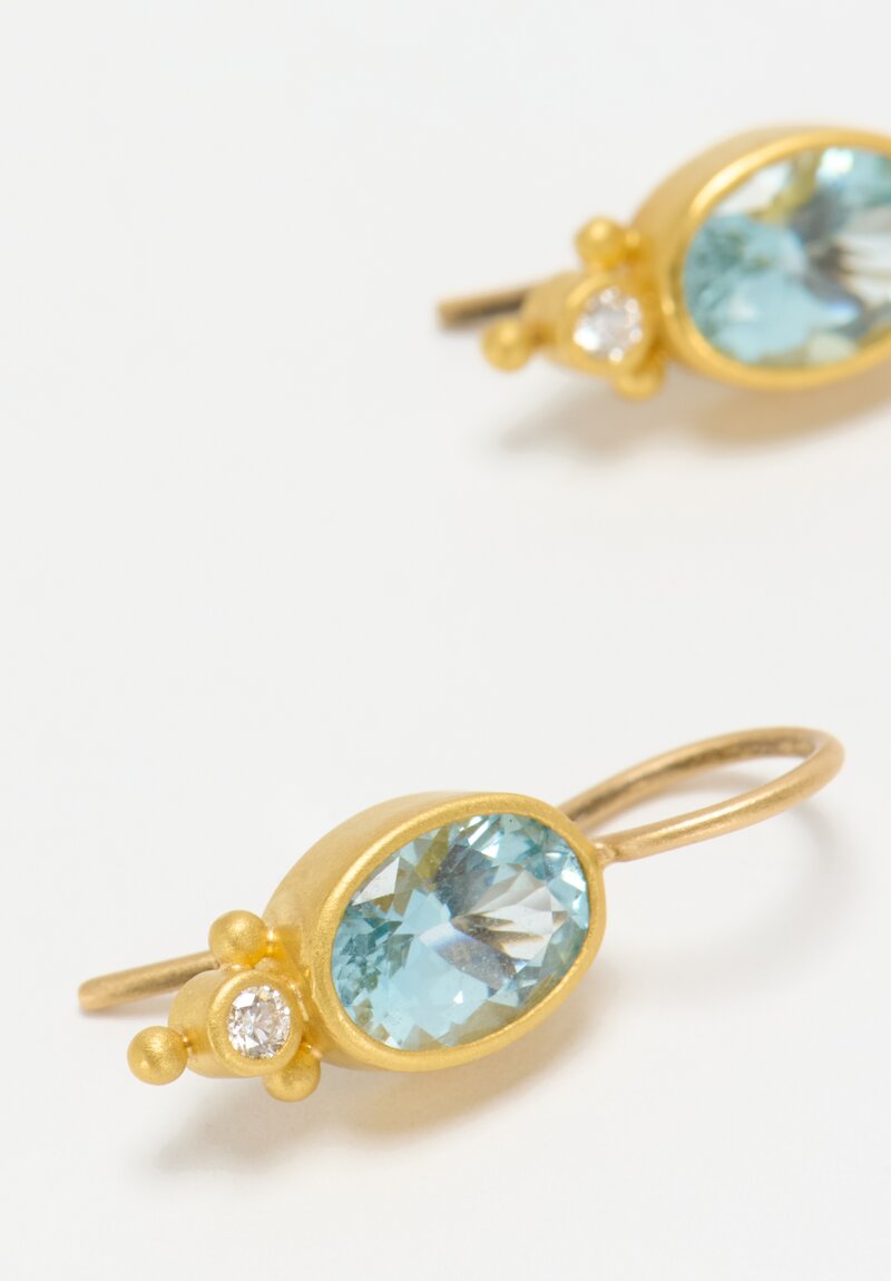 Denise Betesh 22K, Aquamarine & Diamond Earrings	