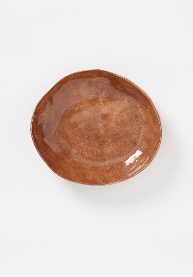 Bertozzi Handmade Solid Large Pebble Bowl in Dark Bruno Brown	