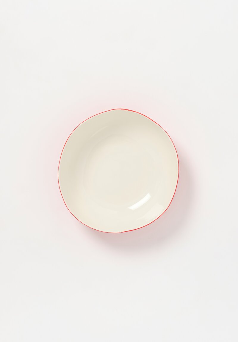 Stamperia Bertozzi Handmade Porcelain Exterior Painted Small Serving Bowl Rosso Red