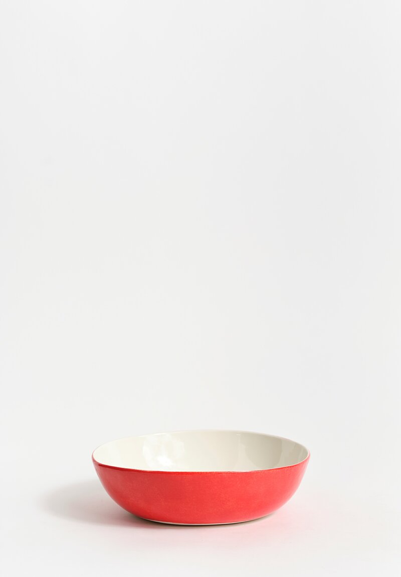 Stamperia Bertozzi Handmade Porcelain Exterior Painted Small Serving Bowl Rosso Red