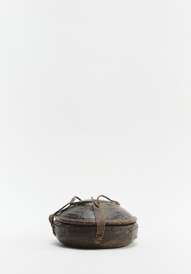 Vintage Leather Basket Food Container from the Gurague People	