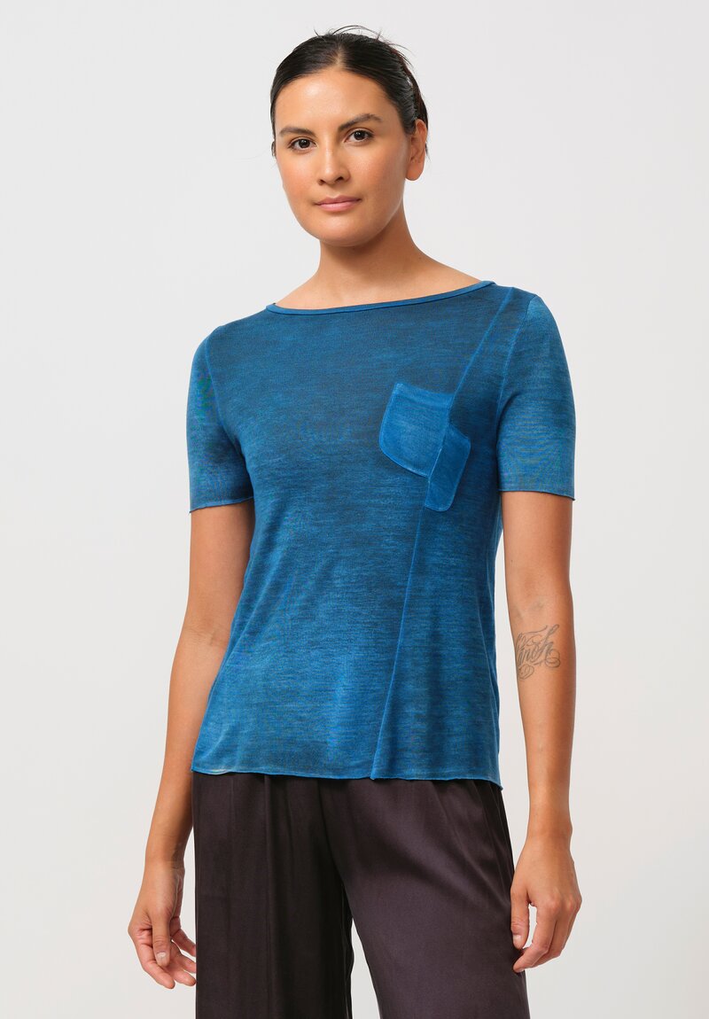 Avant Toi Cut Pocket Tee in Nero Nigella Blue	