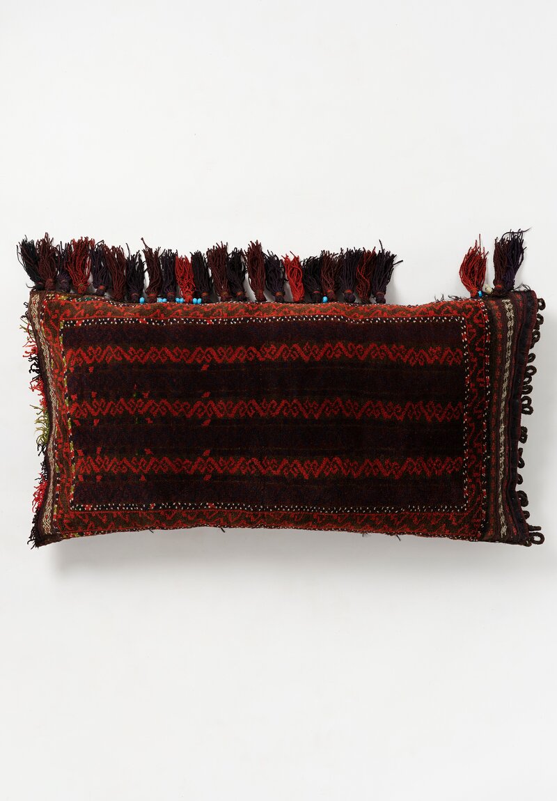 Afghan Baluch Balisht Bag Vintage Pillow Rug with Fringe	