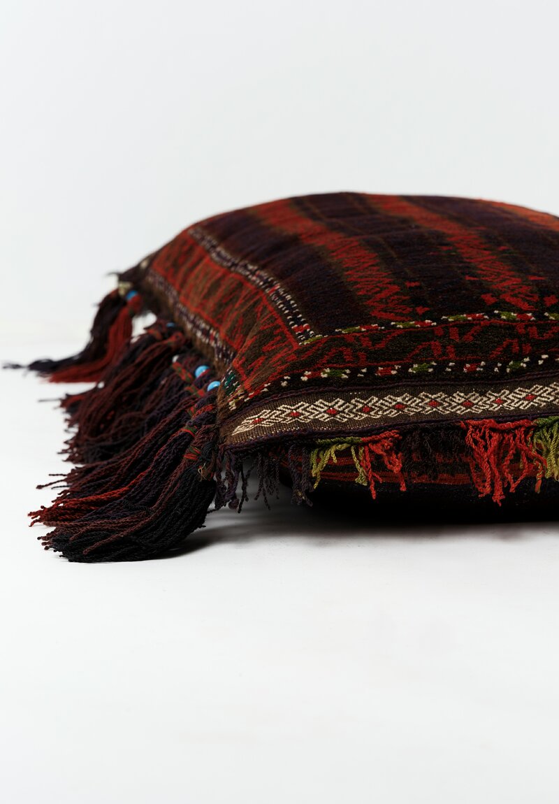 Afghan Baluch Balisht Bag Vintage Pillow Rug with Fringe	