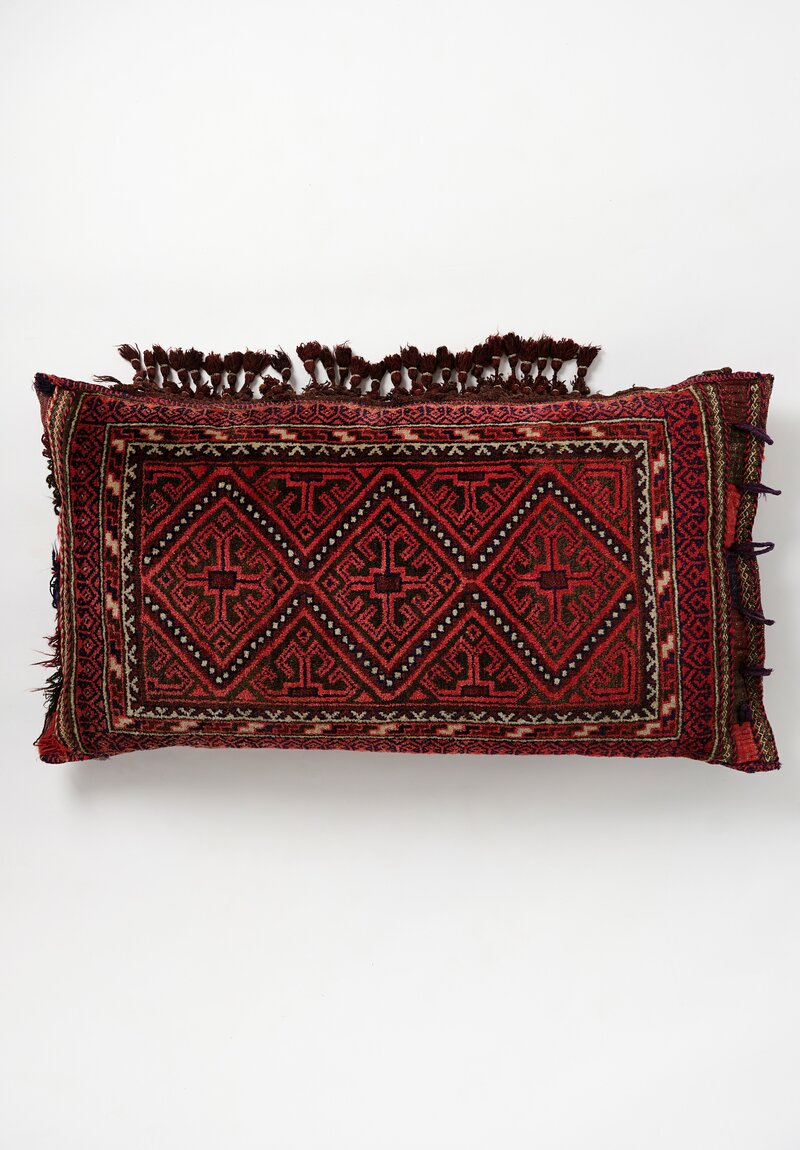 Afghan Baluch Balisht Bag Vintage Pillow Rug with Tassels