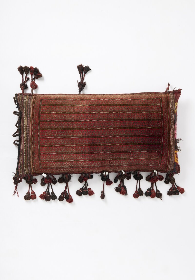 Afghan Baluch Balisht Bag Vintage Pillow Rug with Tassels	