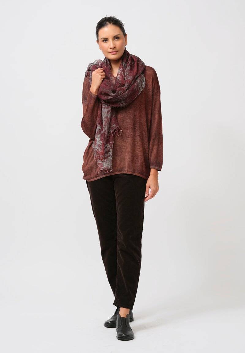 Avant Toi Cashmere & Silk Hand-Painted V-Neck Sweater in Nero Cuoio Brown	