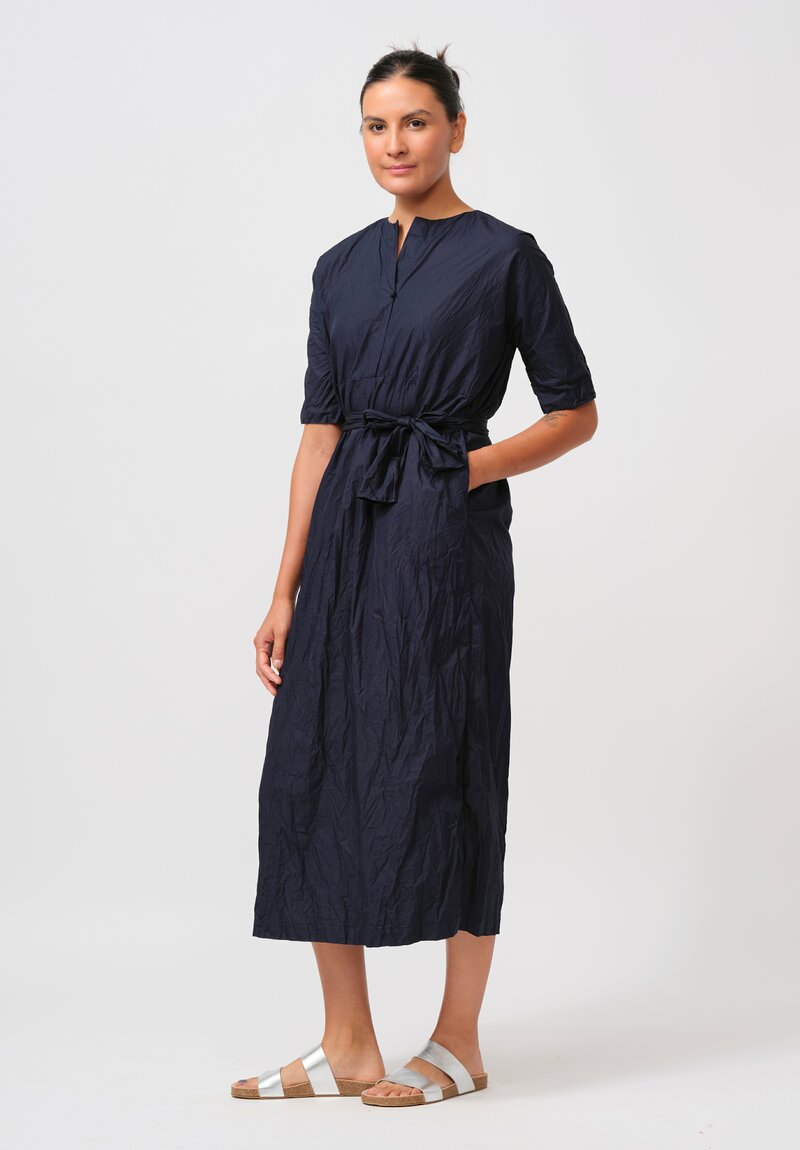 Daniela Gregis Washed Cotton Nido Dress in Navy Blue	