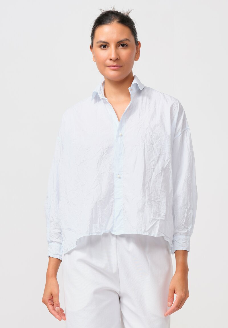 Daniela Gregis Cropped Uomo Shirt with Silk Slip in Azzurro Pale Blue	