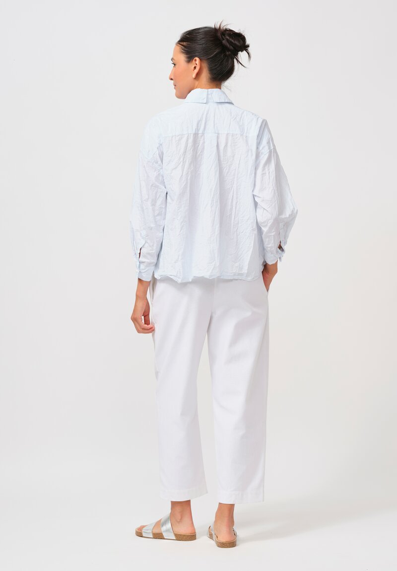 Daniela Gregis Cropped Uomo Shirt with Silk Slip in Azzurro Pale Blue	