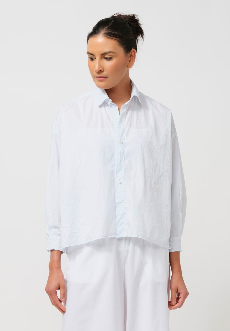 Daniela Gregis Cropped Uomo Shirt in Azzurro Pale Blue with Silk Camisole