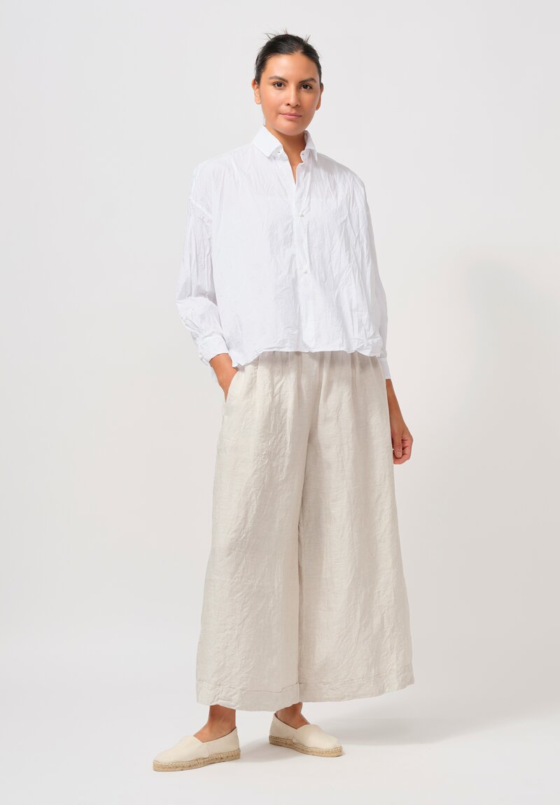 Daniela Gregis Cropped Uomo Shirt with Silk Slip in Ottico White	