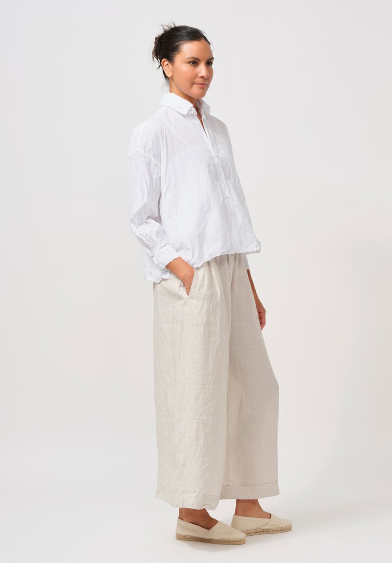 Daniela Gregis Cropped Uomo Shirt with Silk Slip in Ottico White	