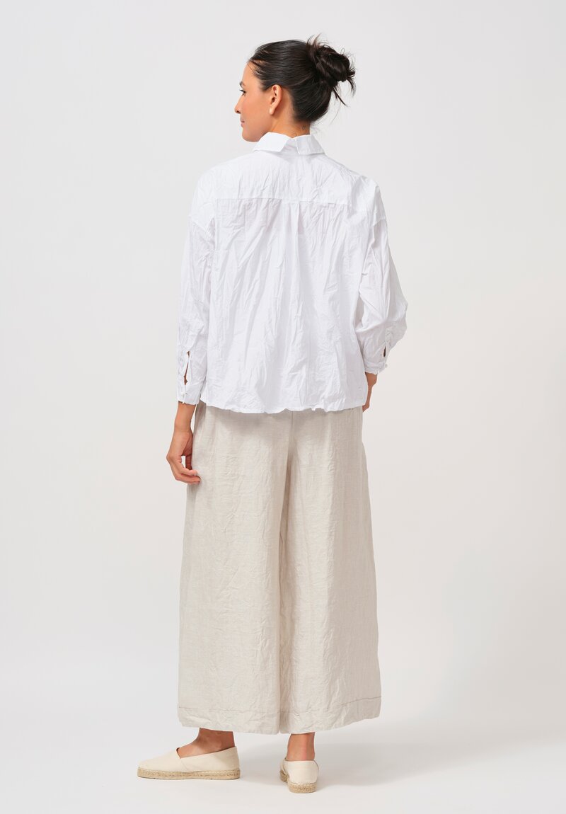 Daniela Gregis Cropped Uomo Shirt with Silk Slip in Ottico White	