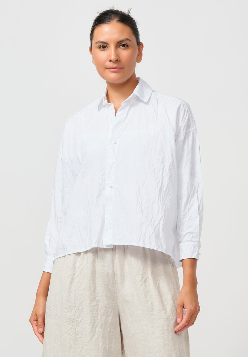 Daniela Gregis Cropped Uomo Shirt with Silk Slip in White	