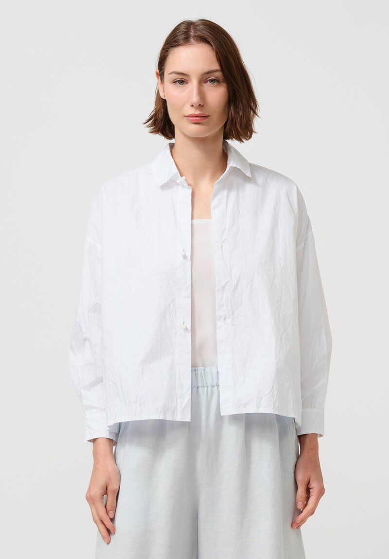 Daniela Gregis Cropped Uomo Shirt with Silk Slip in White	