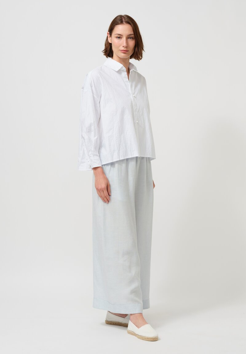 Daniela Gregis Cropped Uomo Shirt with Silk Slip in White	