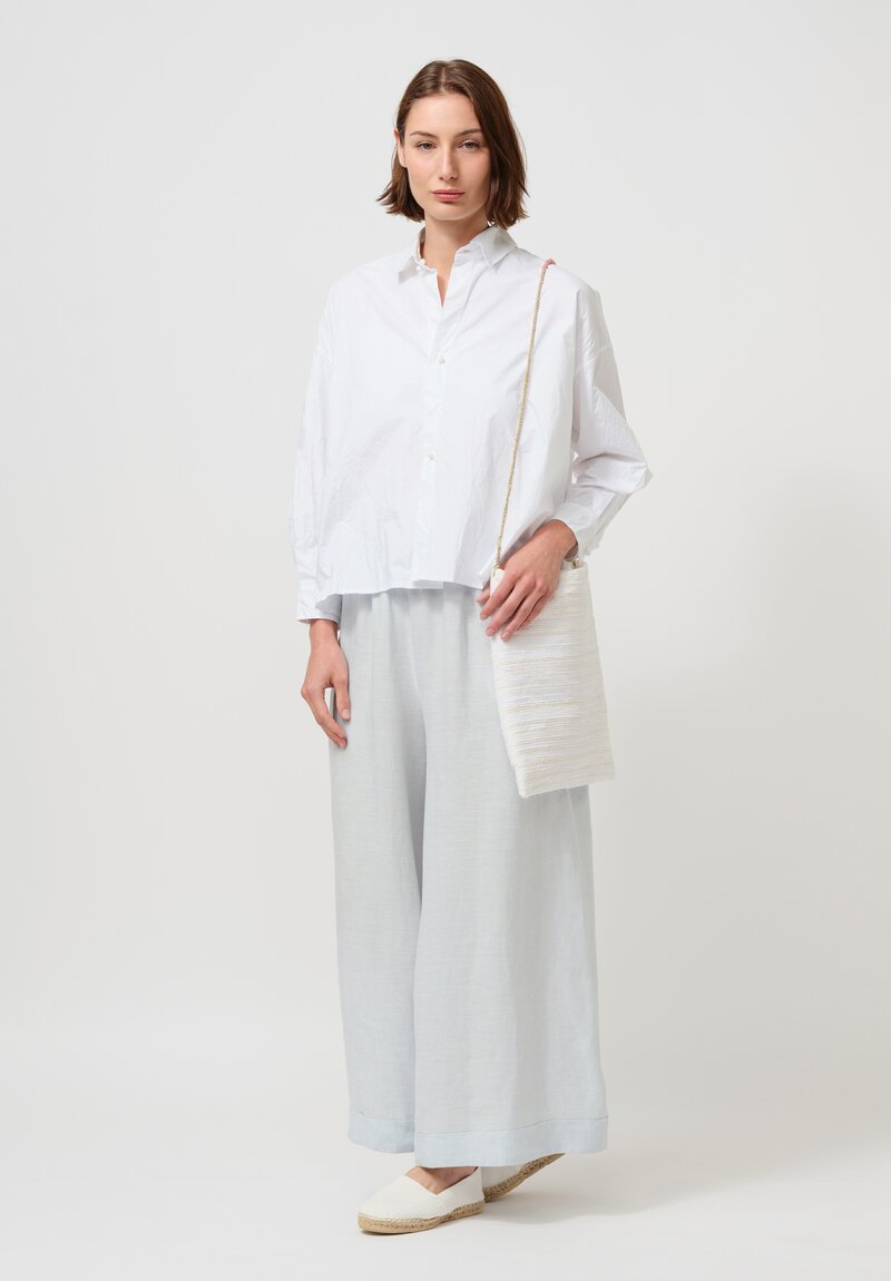 Daniela Gregis Cropped Uomo Shirt with Silk Slip in White	