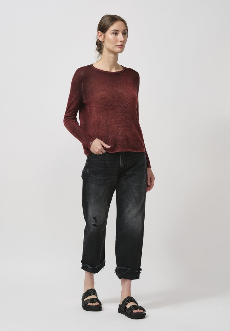 Avant Toi Cashmere Garza Sweater in Nero Goji Red	