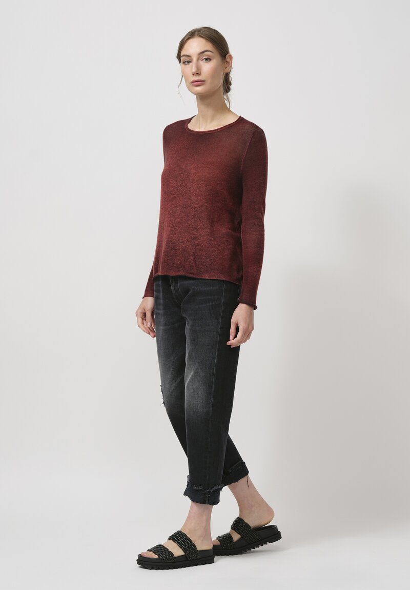 Avant Toi Cashmere Garza Sweater in Nero Goji Red	