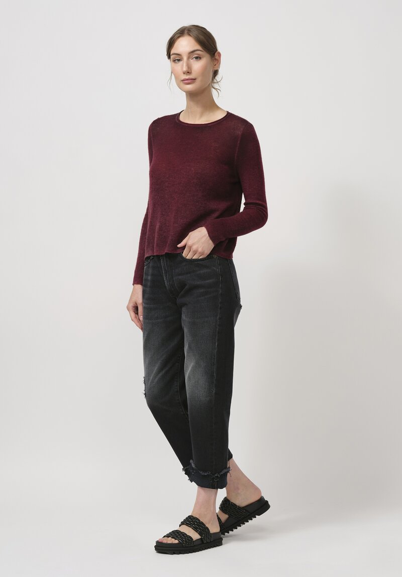 Avant Toi Cashmere Garza Sweater in Nero Wine Red	