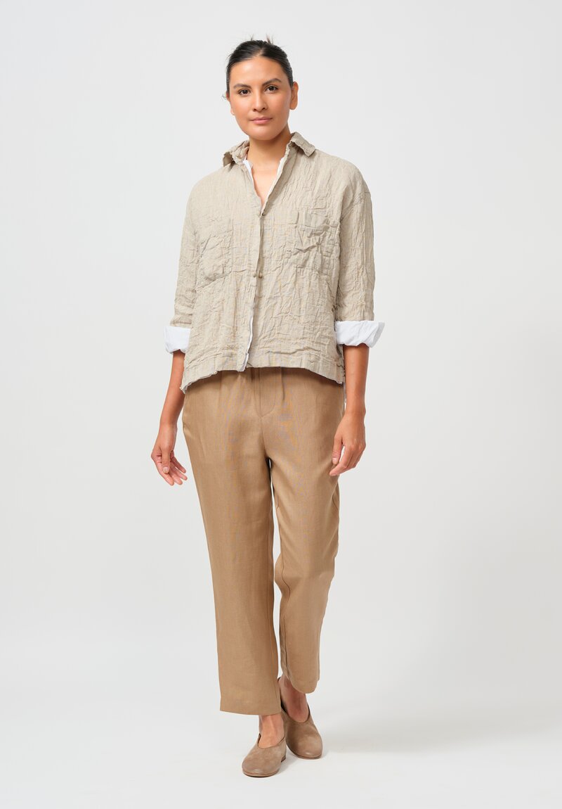 Daniela Gregis Layered Linen & Cotton Vivo Shirt Jacket in Natural & Raw White