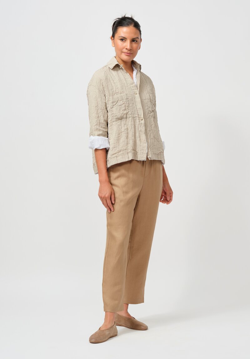 Daniela Gregis Layered Linen & Cotton Vivo Shirt Jacket in Natural & Raw White