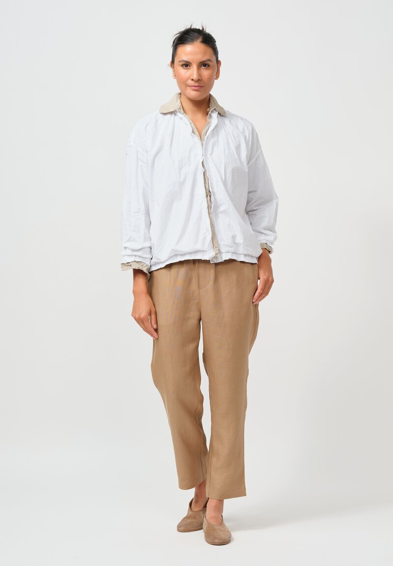 Daniela Gregis Layered Linen & Cotton Vivo Shirt Jacket in Natural & Raw White