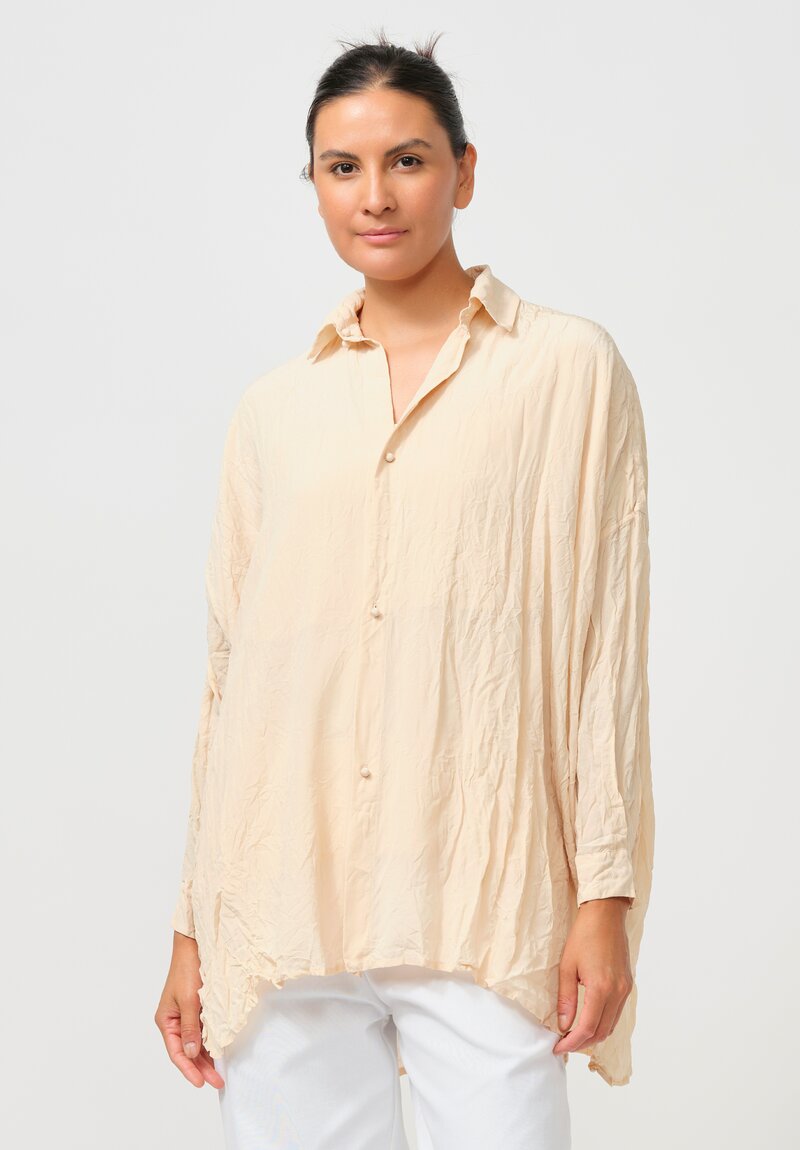 Daniela Gregis Washed Silk Uomo Larghissima Top in Panna Cream	