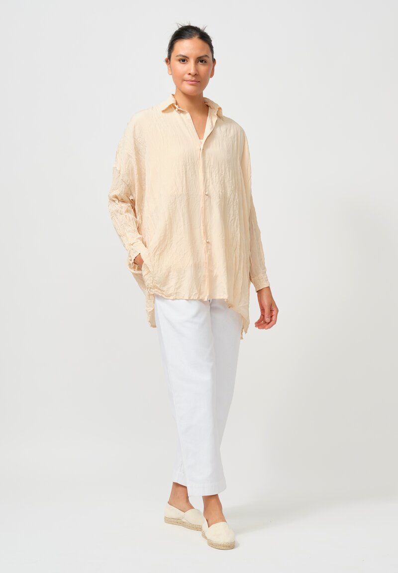 Daniela Gregis Washed Silk Uomo Larghissima Top in Panna Cream	