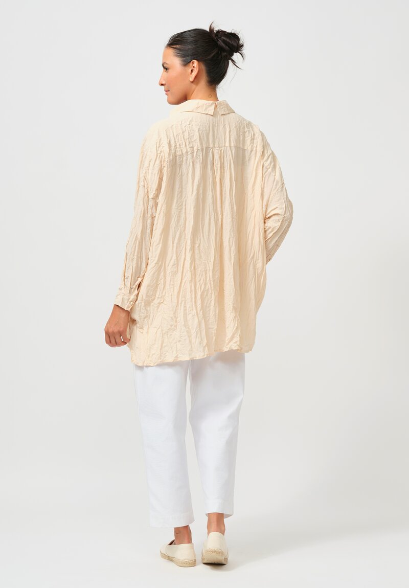 Daniela Gregis Washed Silk Uomo Larghissima Top in Panna Cream	