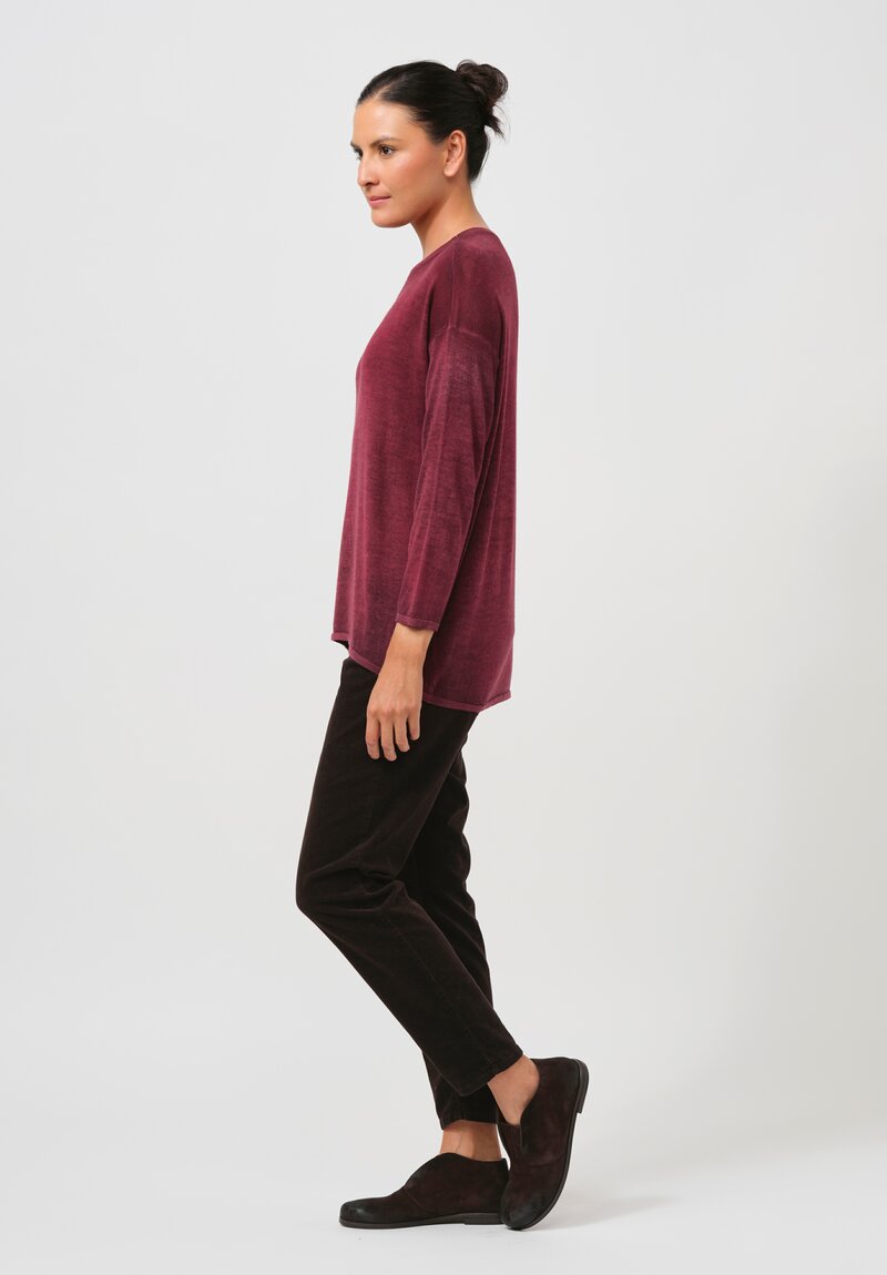 Avant Toi Cashmere & Silk Maglia Barchetta Sweater in Nero Wine Red	