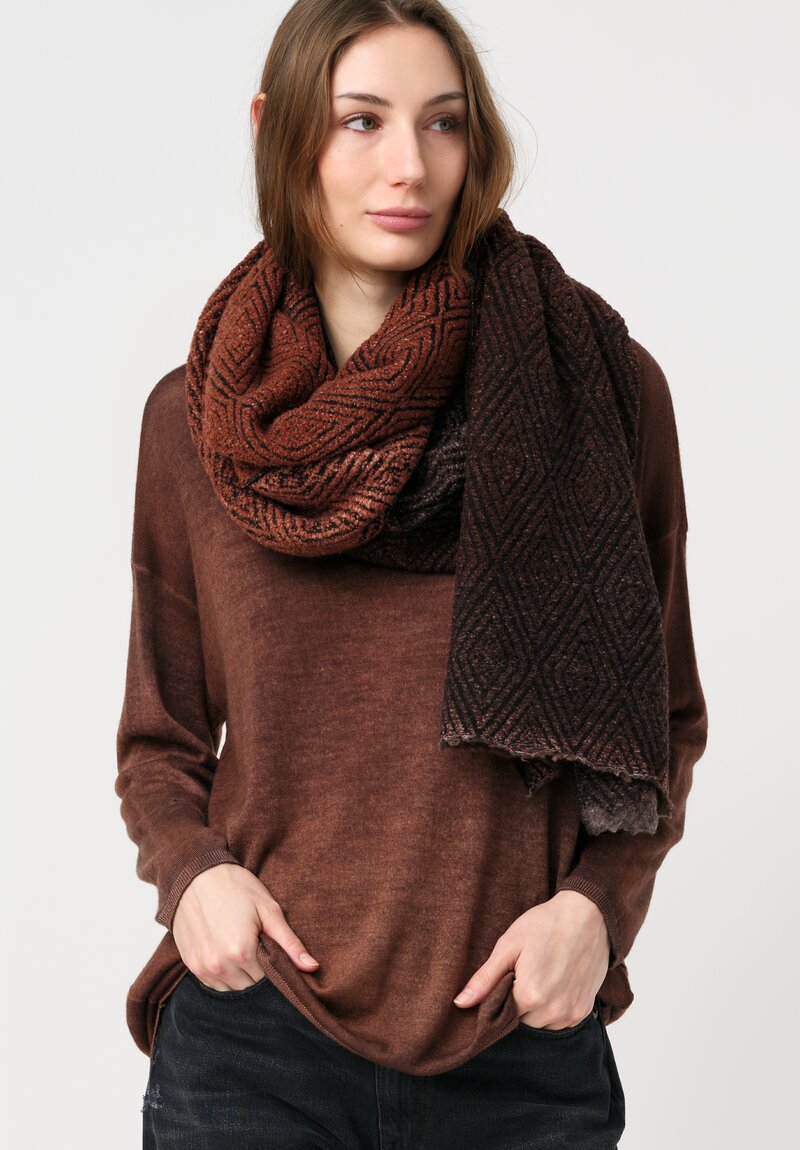 Avant Toi Cashmere & Silk Maglia Barchetta Sweater in Nero & Cuoio Brown